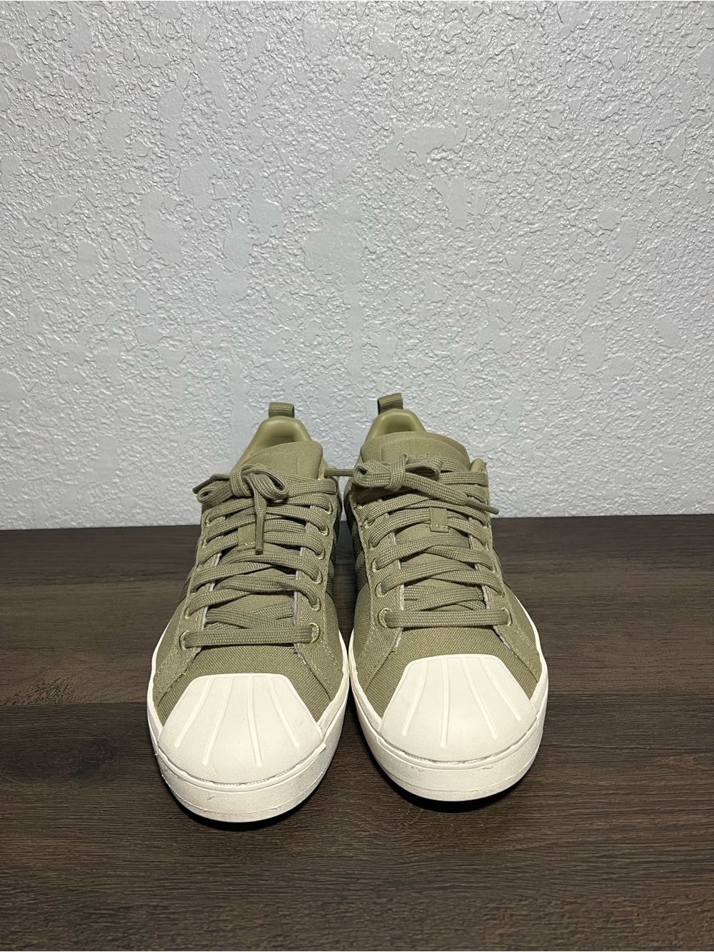 adidas Olive Green Canvas Sneakers with White Interior Tag